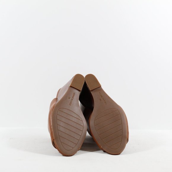 Kenneth Cole Merrick Leather Wedge Sandals - Cognac 7M / 37.5EU - Picture 4 of 7